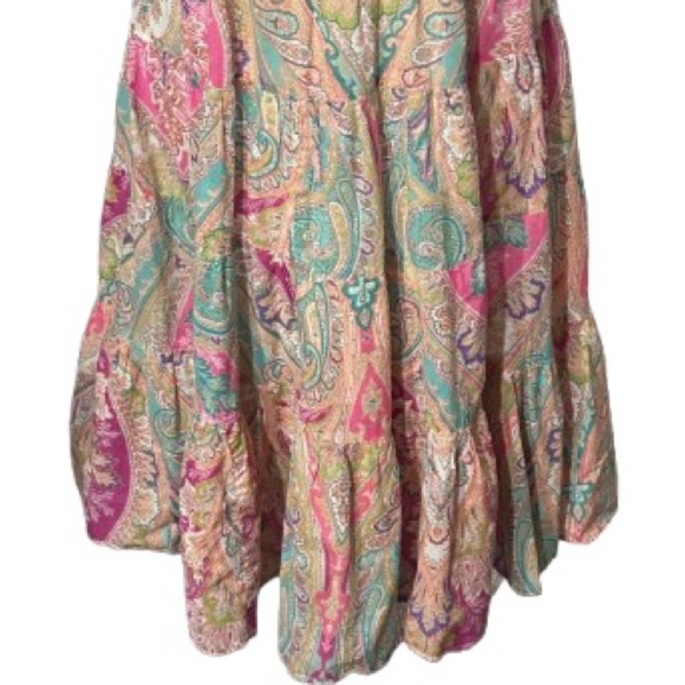 100% Cotton Ralph Lauren 1X Skirt Madi Paisley Boho Pink Aqua Size 18 Size 16 - Picture 2 of 14